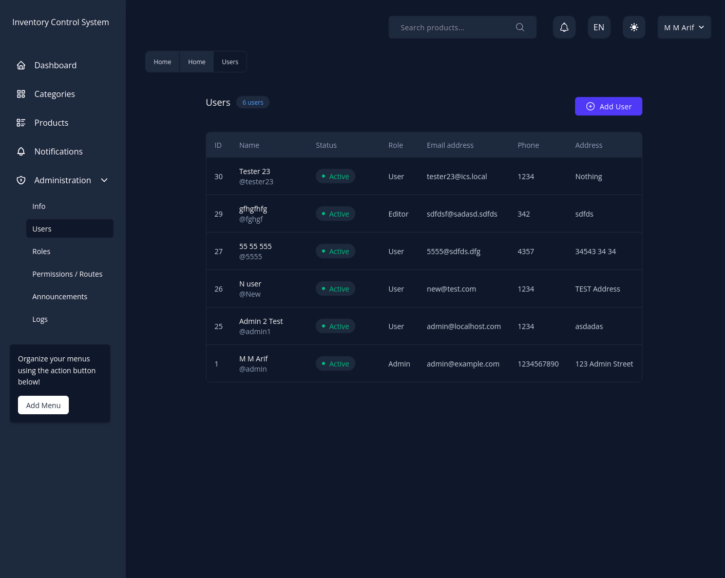 ICS - Inventory Control System